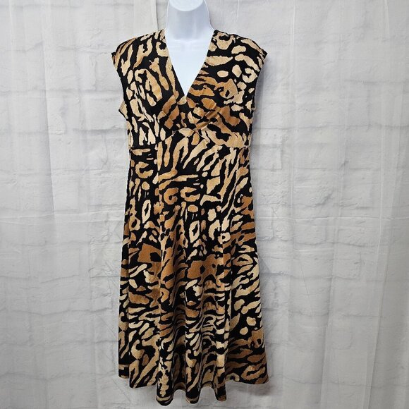 Merona Dresses & Skirts - Merona Brown Leopard Print Y2K Babydoll Tribal Safari Dress M